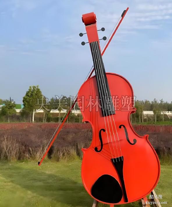 抽象不锈钢小提琴雕塑,音乐主题乐器雕塑